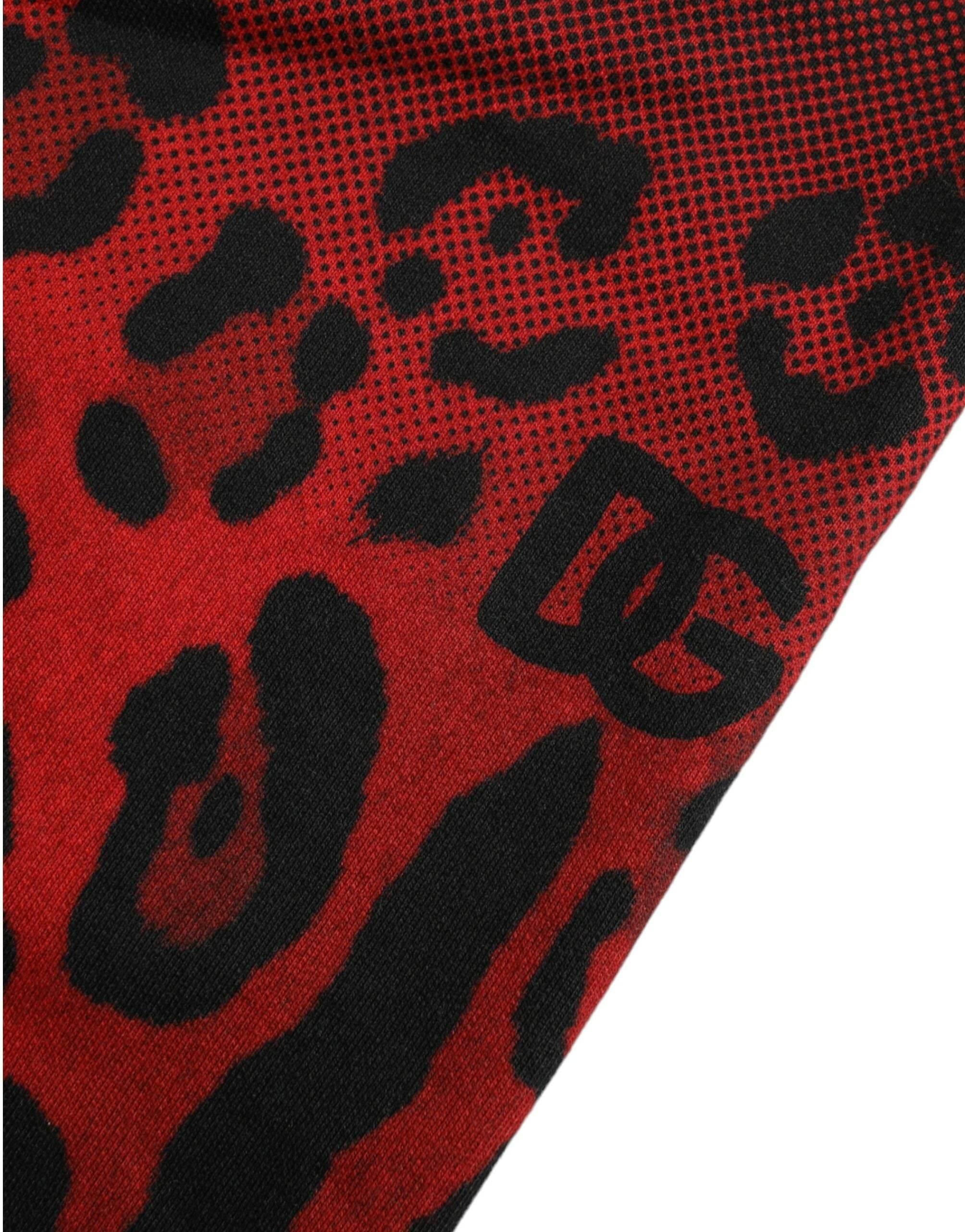 Dolce & Gabbana Red Leopard Print Cotton Bermuda Shorts - Hilstor