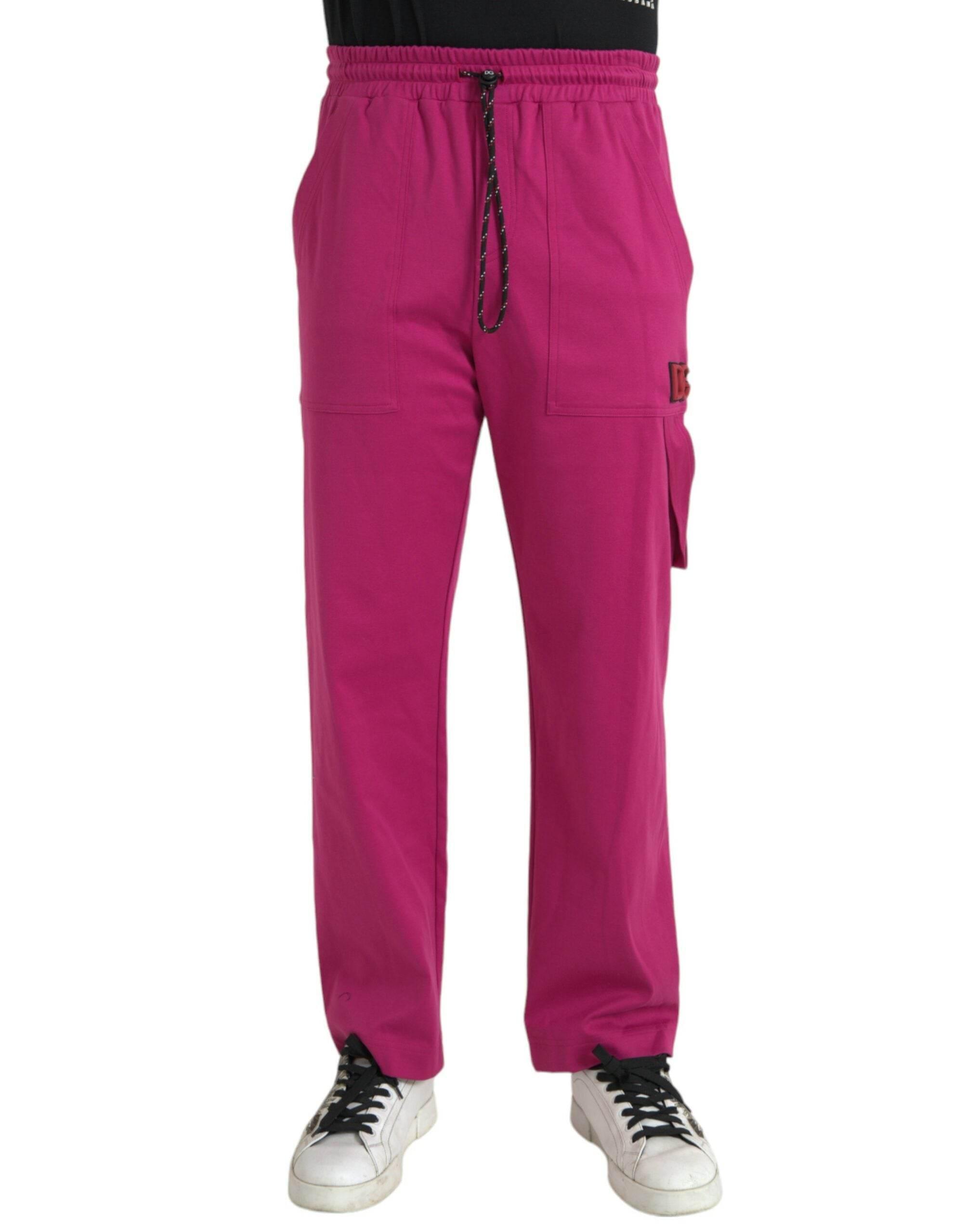 Dolce & Gabbana Pink Logo Cargo Cotton Jogger Sweatpants Pants - Hilstor