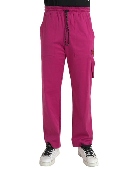 Dolce & Gabbana Pink Logo Cargo Cotton Jogger Sweatpants Pants - Hilstor