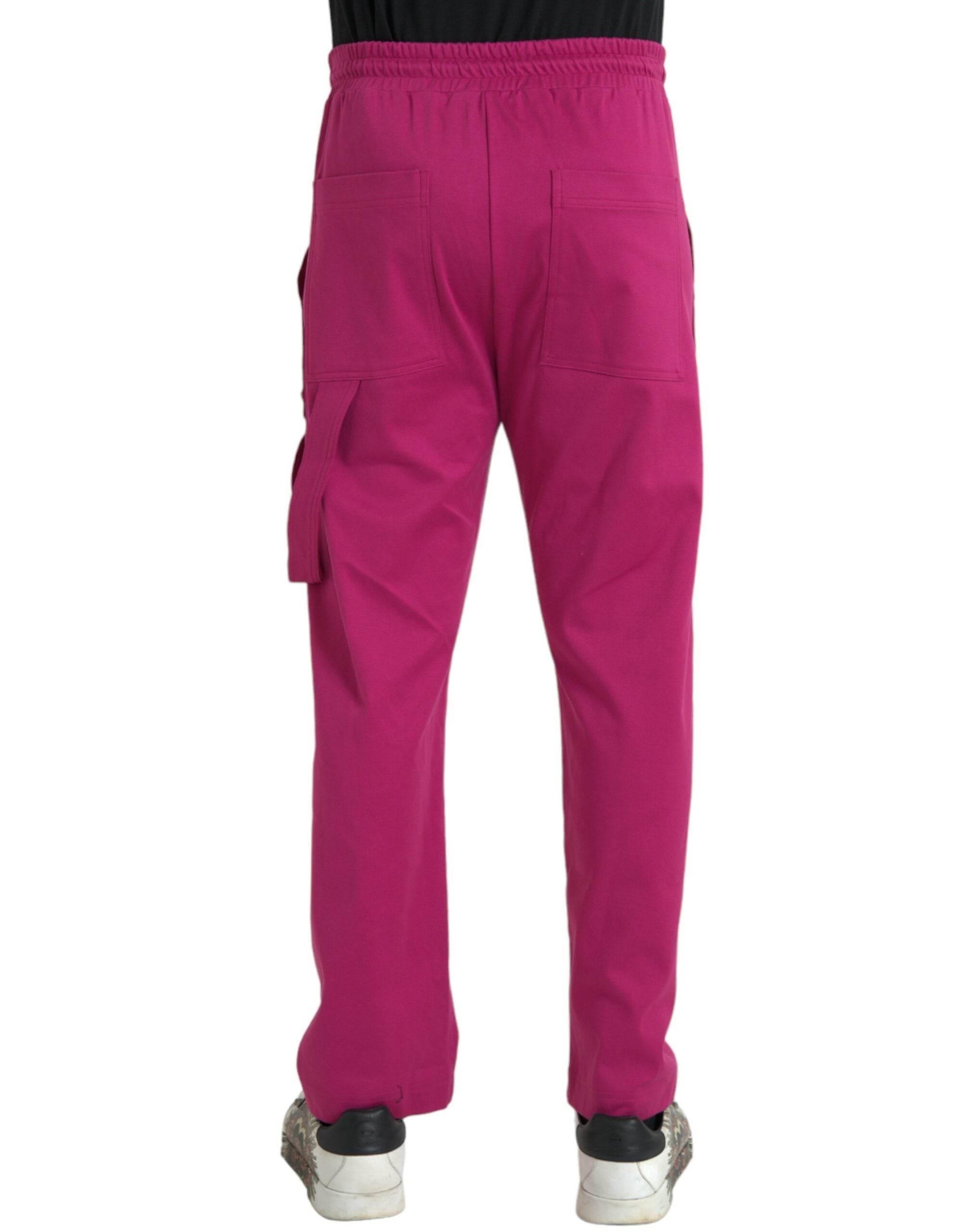 Dolce & Gabbana Pink Logo Cargo Cotton Jogger Sweatpants Pants - Hilstor