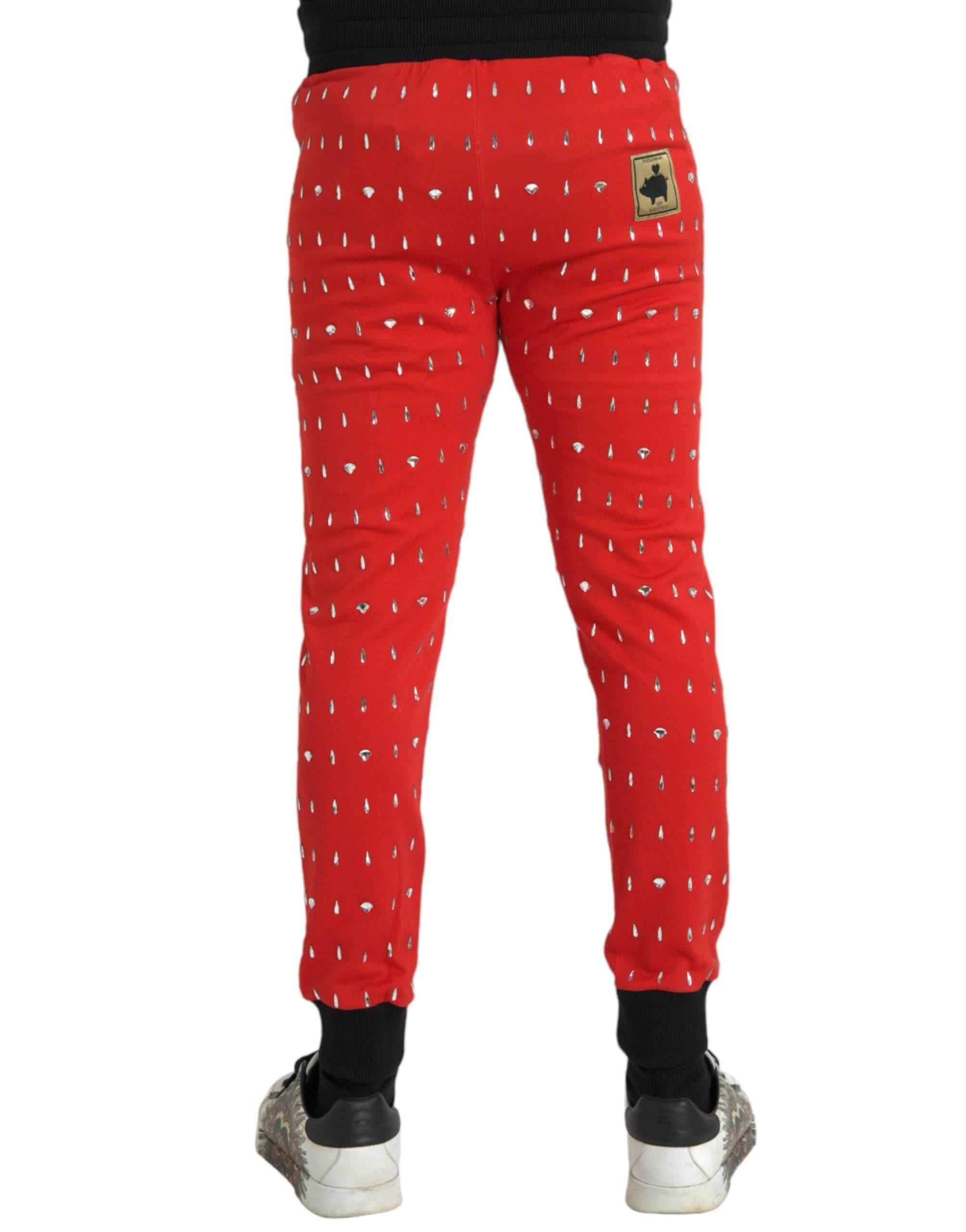 Dolce & Gabbana Red Year Of The Pig Jogger Sweatpants Pants - Hilstor