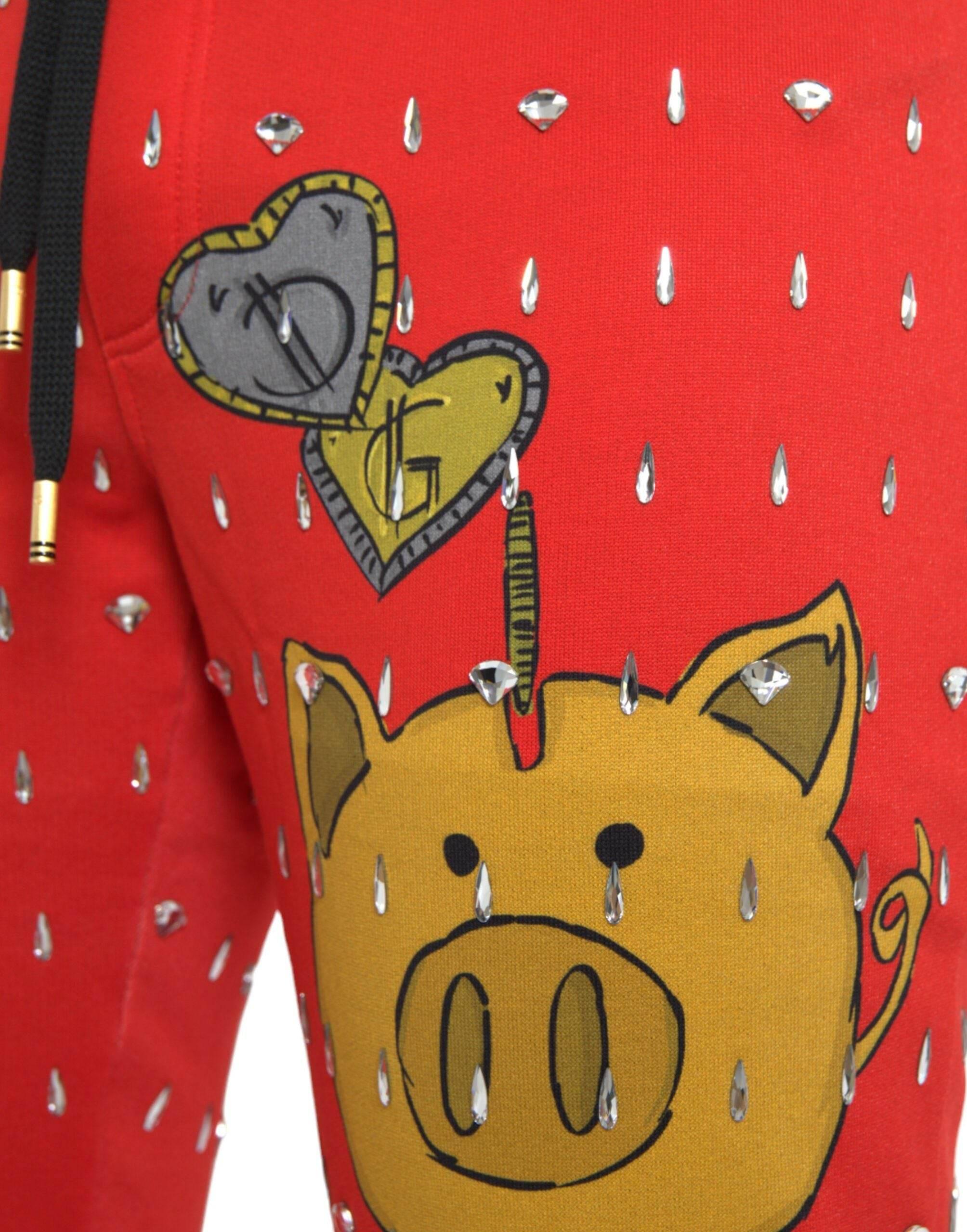 Dolce & Gabbana Red Year Of The Pig Jogger Sweatpants Pants - Hilstor