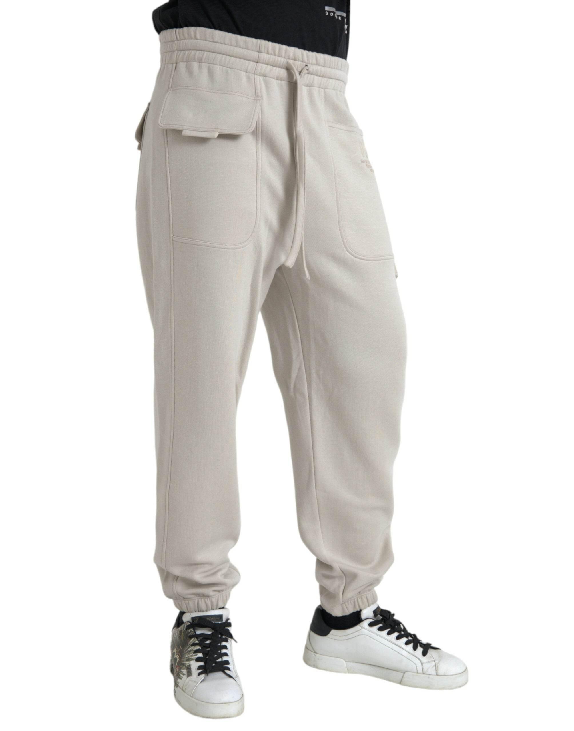 Dolce & Gabbana Off White Viscose Cargo Jogger Sweatpants Pants - Hilstor
