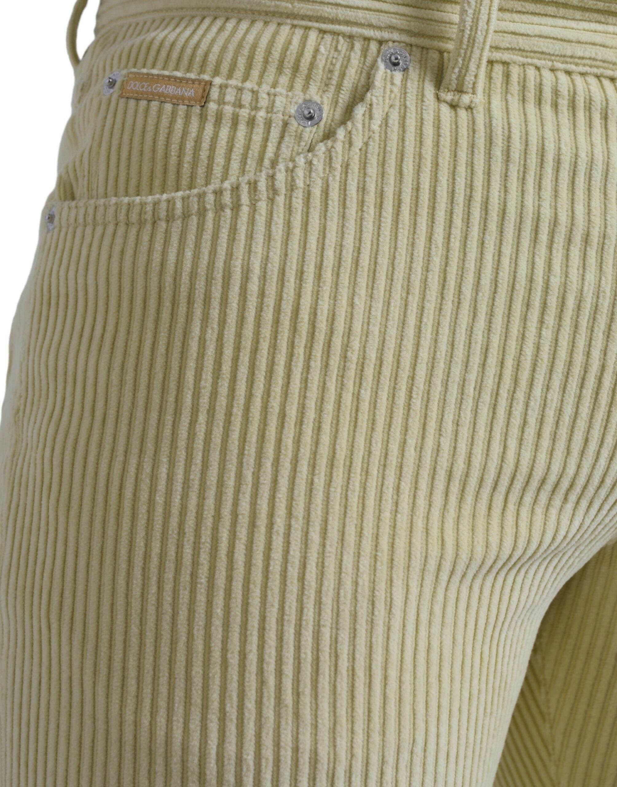 Dolce & Gabbana Yellow Corduroy Logo Plaque Skinny Denim Jeans - Hilstor