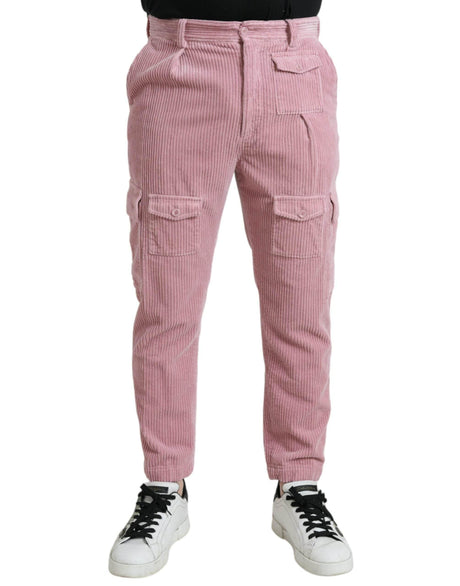 Dolce & Gabbana Pink Corduroy Cotton Stretch Skinny Cargo Jeans - Hilstor