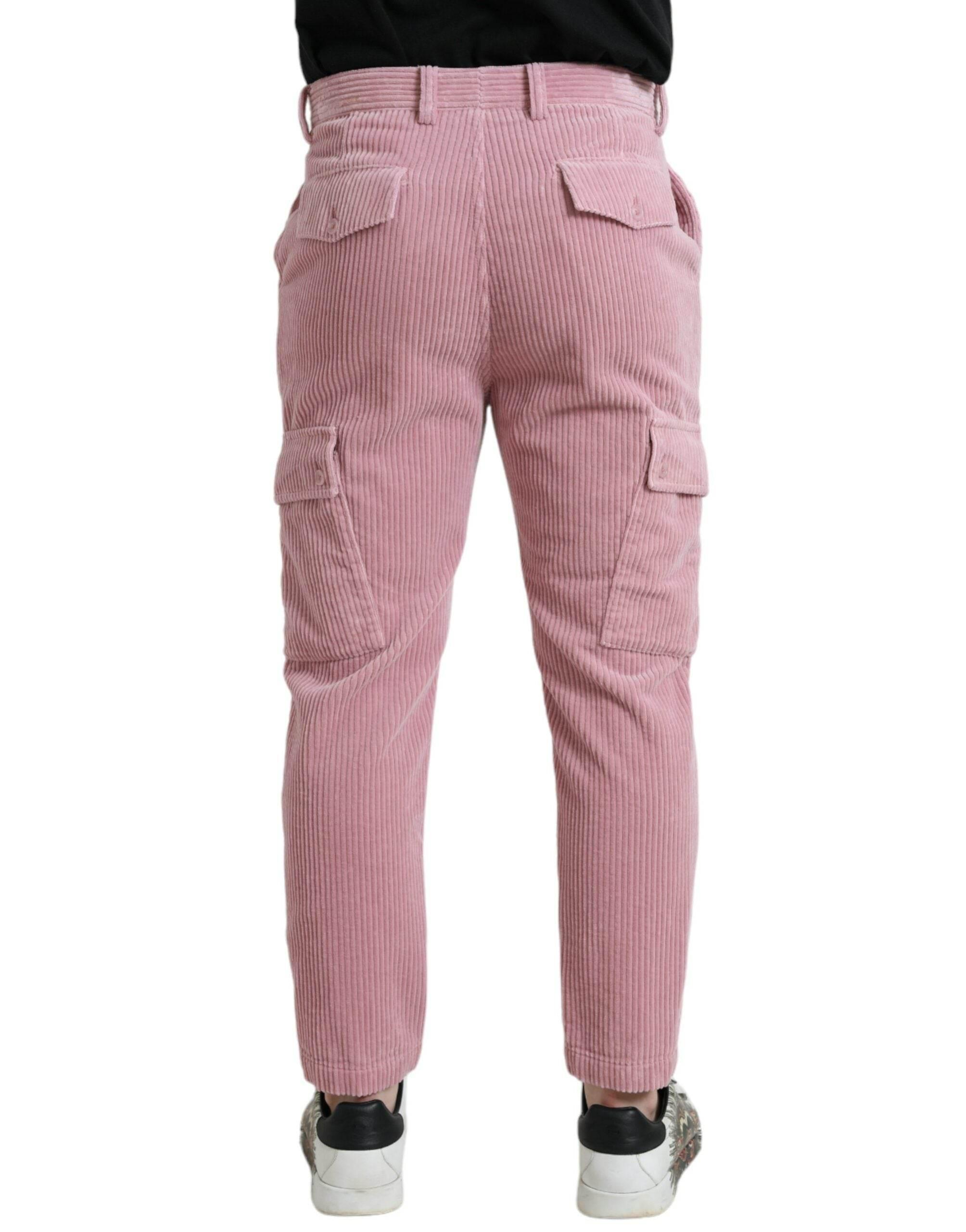 Dolce & Gabbana Pink Corduroy Cotton Stretch Skinny Cargo Jeans - Hilstor