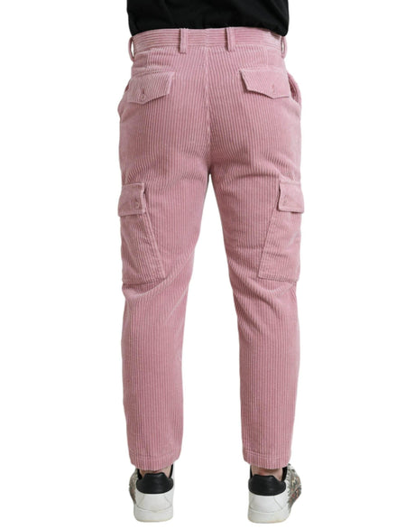 Dolce & Gabbana Pink Corduroy Cotton Stretch Skinny Cargo Jeans - Hilstor
