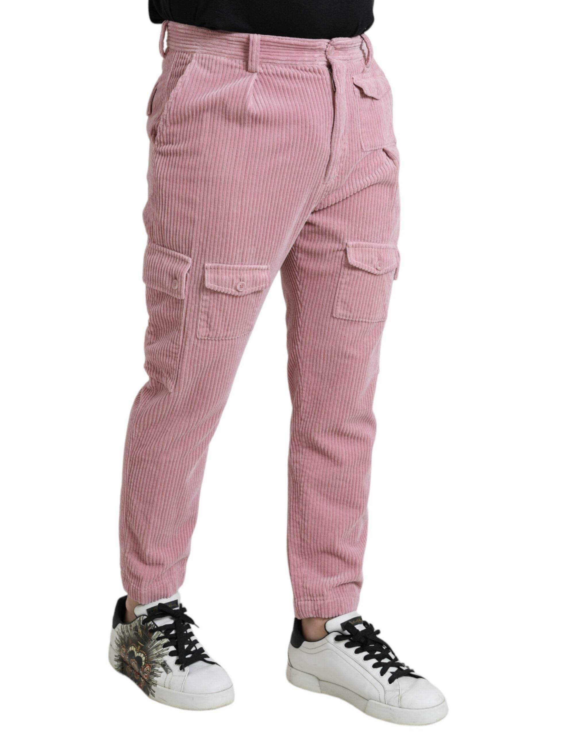 Dolce & Gabbana Pink Corduroy Cotton Stretch Skinny Cargo Jeans - Hilstor