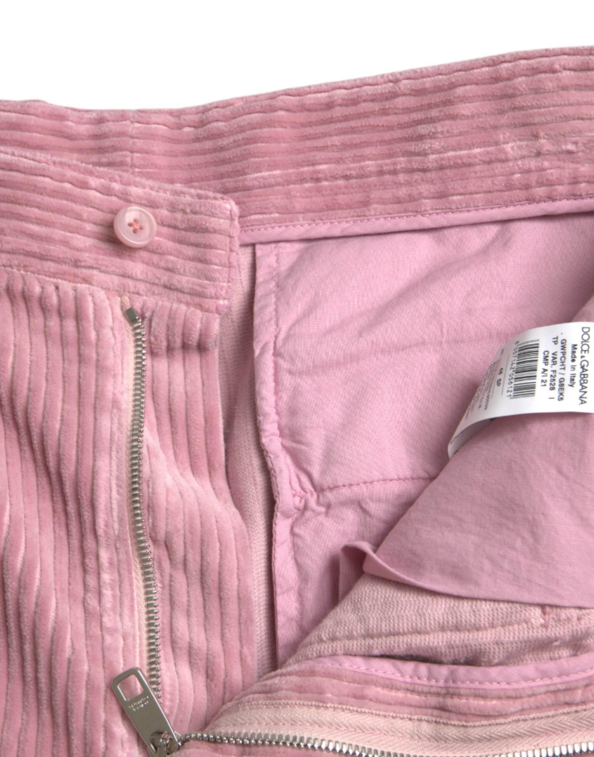 Dolce & Gabbana Pink Corduroy Cotton Stretch Skinny Cargo Jeans - Hilstor