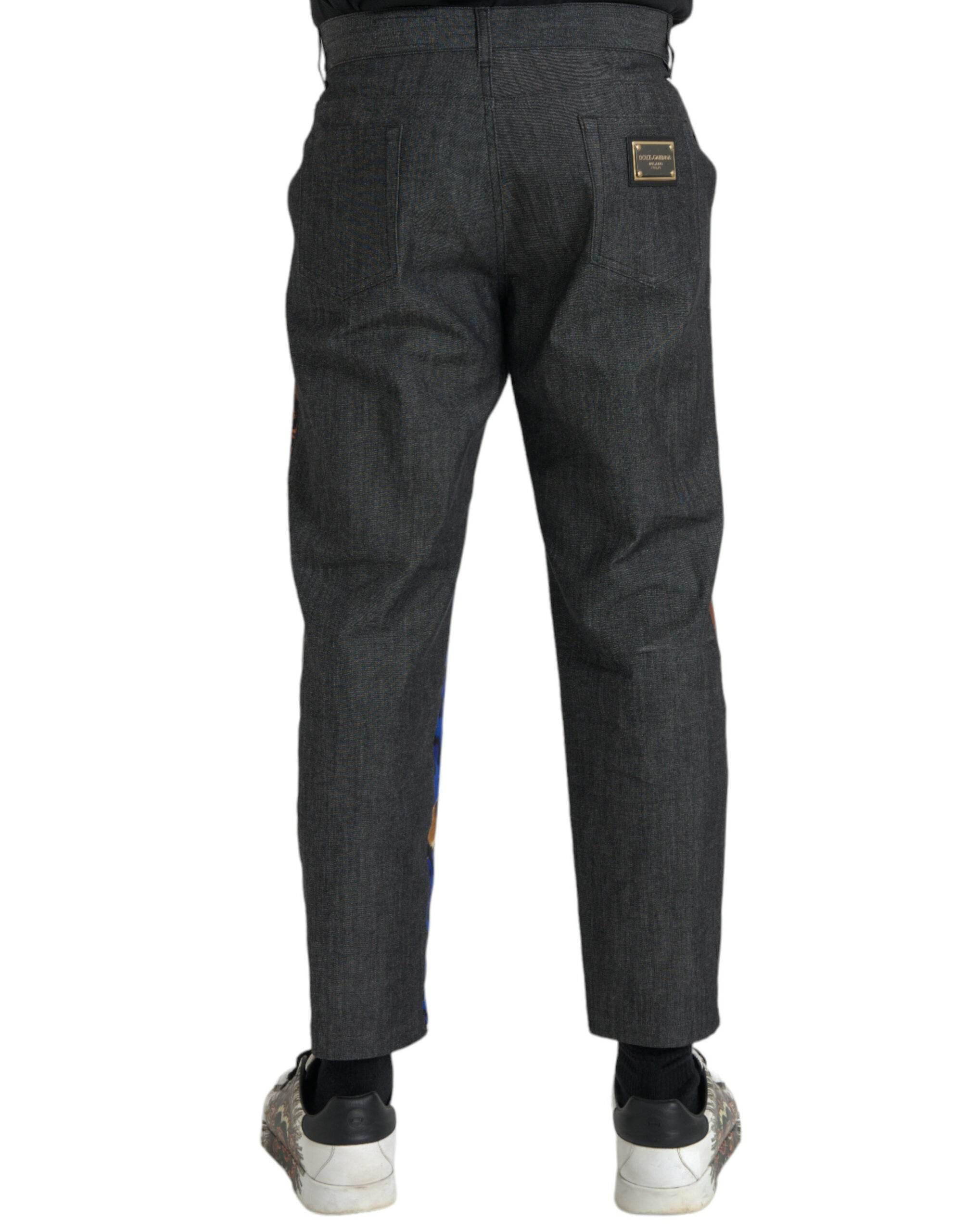 Dolce & Gabbana Multicolor Tiger Leopard Cotton Loose Tapered Pants - Hilstor
