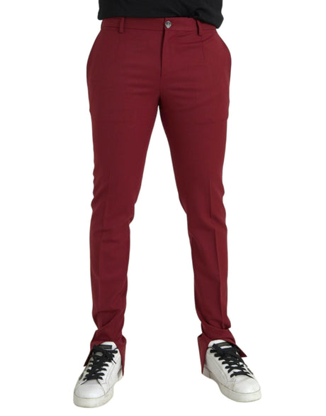 Dolce & Gabbana Red Wool Men Slim Fit Dress Pants - Hilstor