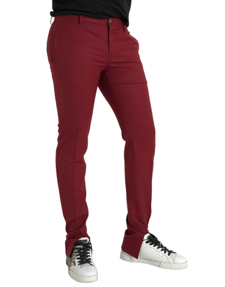 Dolce & Gabbana Red Wool Men Slim Fit Dress Pants - Hilstor