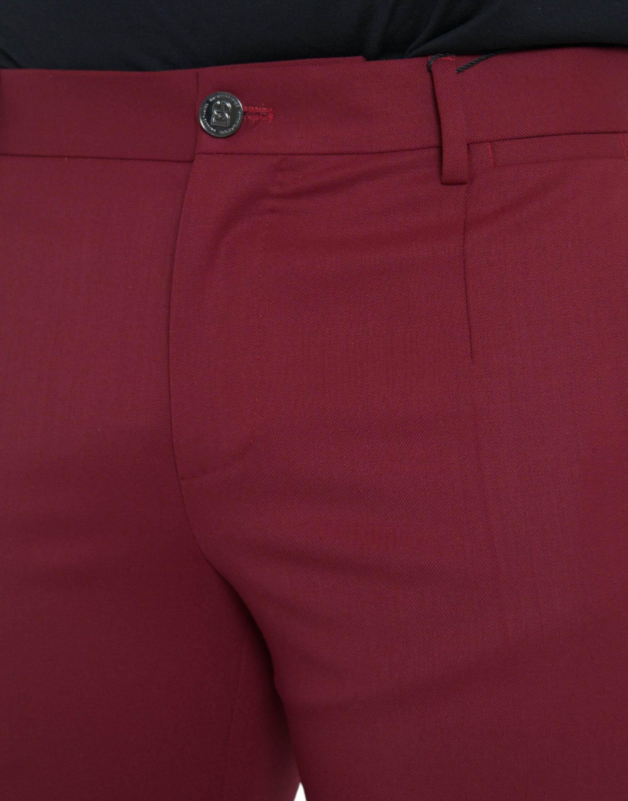 Dolce & Gabbana Red Wool Men Slim Fit Dress Pants - Hilstor