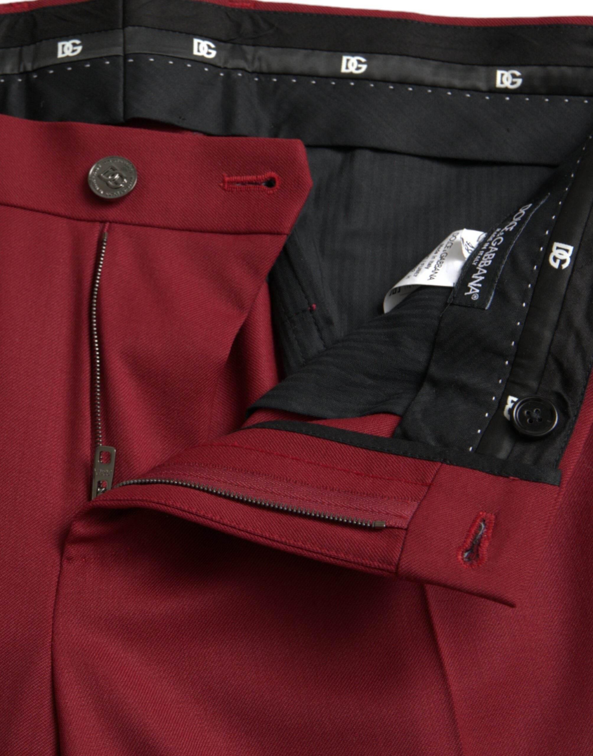 Dolce & Gabbana Red Wool Men Slim Fit Dress Pants - Hilstor