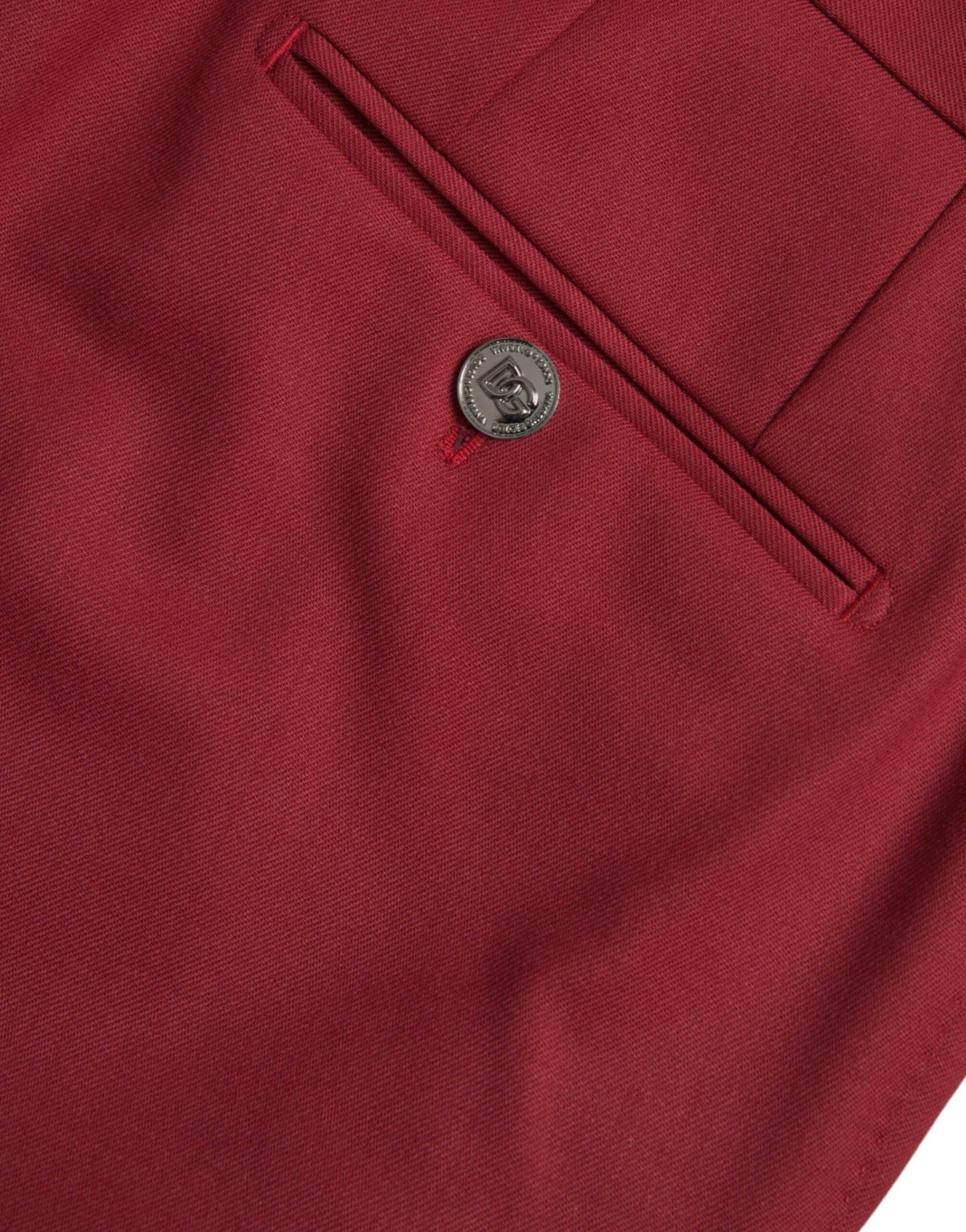 Dolce & Gabbana Red Wool Men Slim Fit Dress Pants - Hilstor