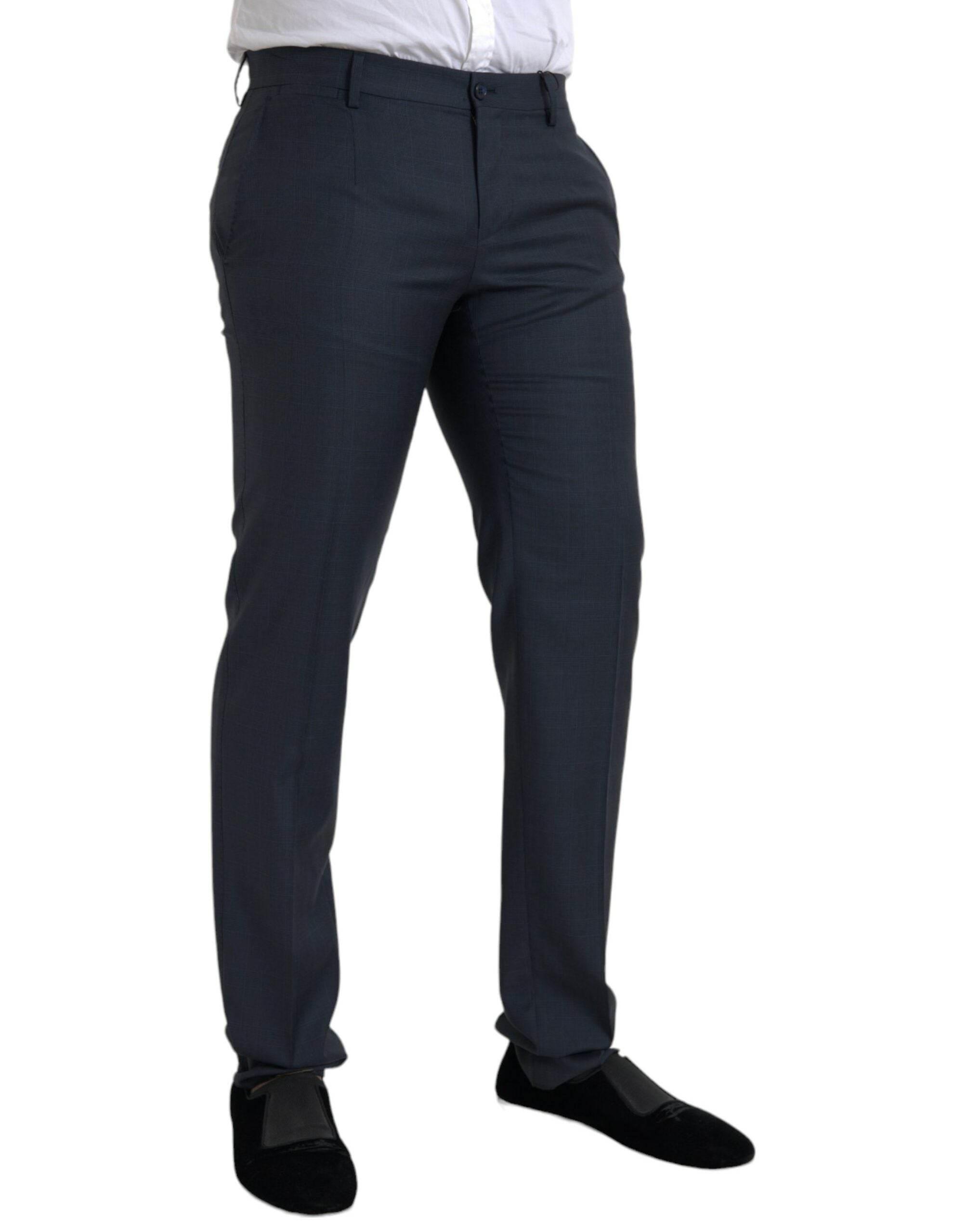 Dolce & Gabbana Blue Wool Men Skinny Dress Pants - Hilstor