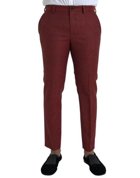 Dolce & Gabbana Maroon Wool Men Skinny Dress Pants - Hilstor