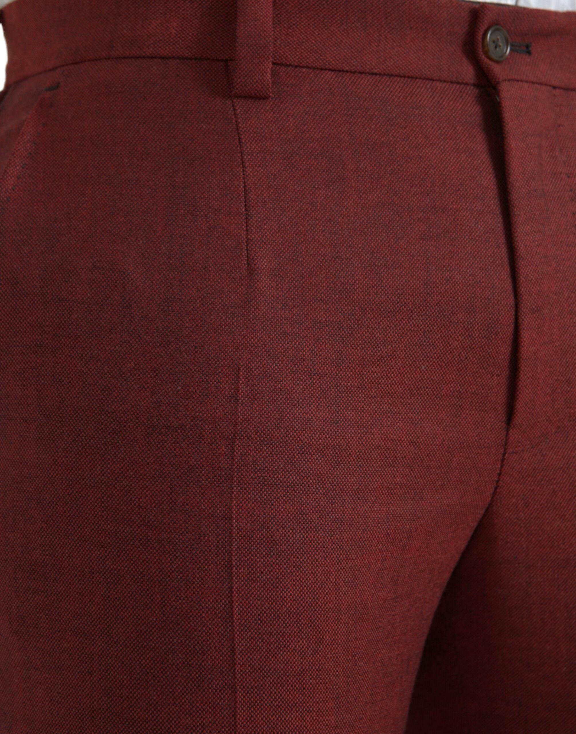 Dolce & Gabbana Maroon Wool Men Skinny Dress Pants - Hilstor