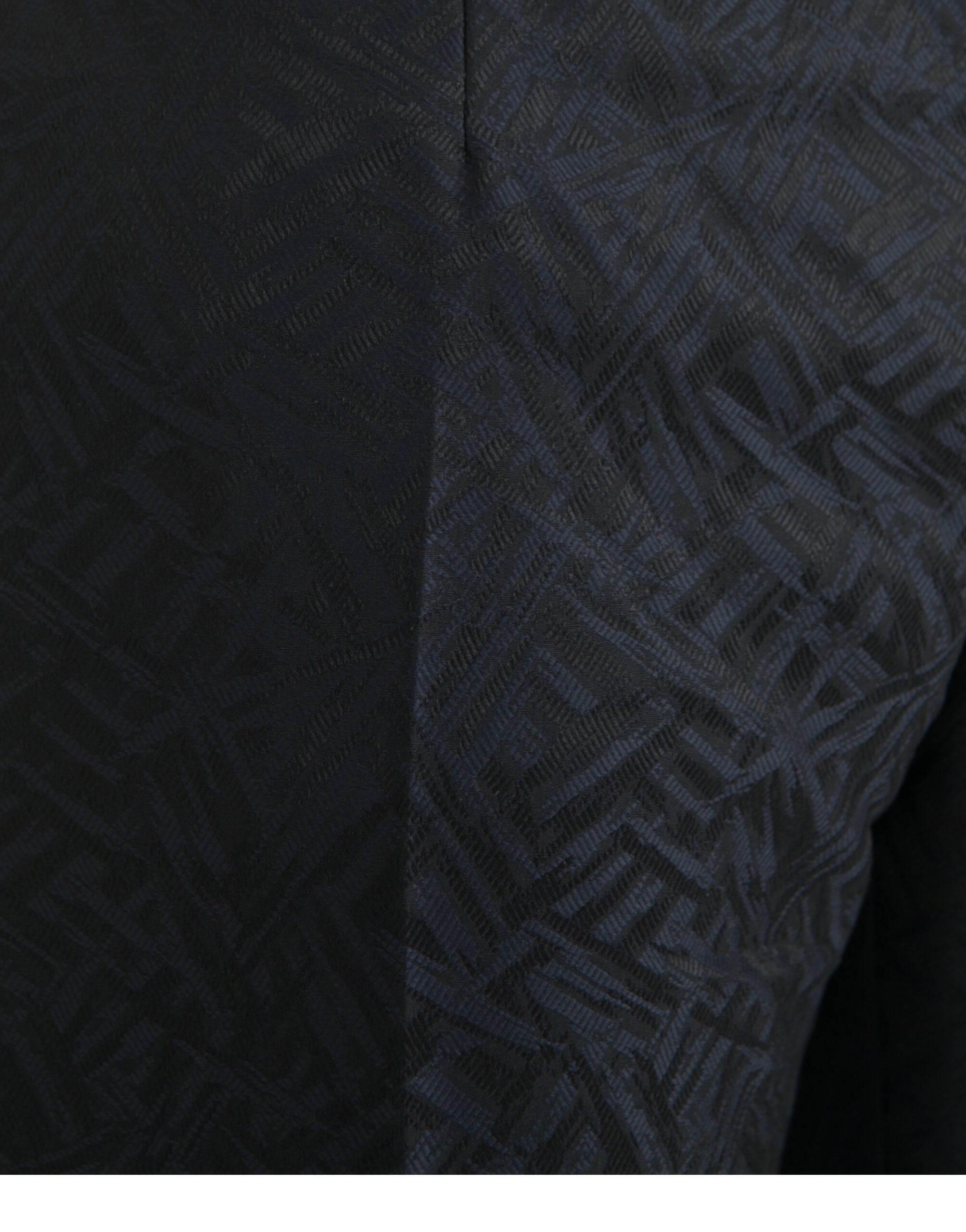 Dolce & Gabbana Blue Brocade Wool Skinny Men Dress Pants - Hilstor