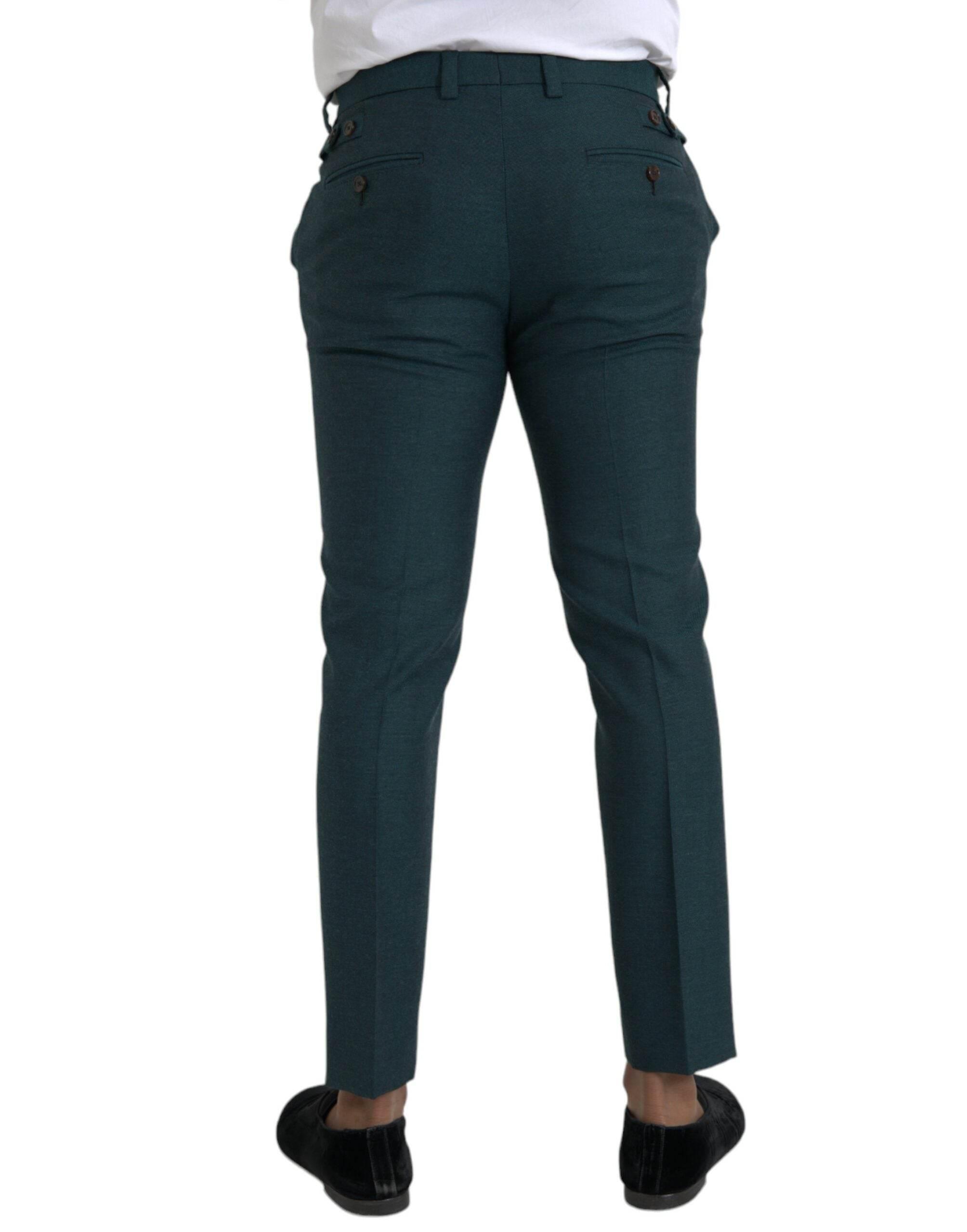 Dolce & Gabbana Green Wool Skinny Slim Dress Pants - Hilstor