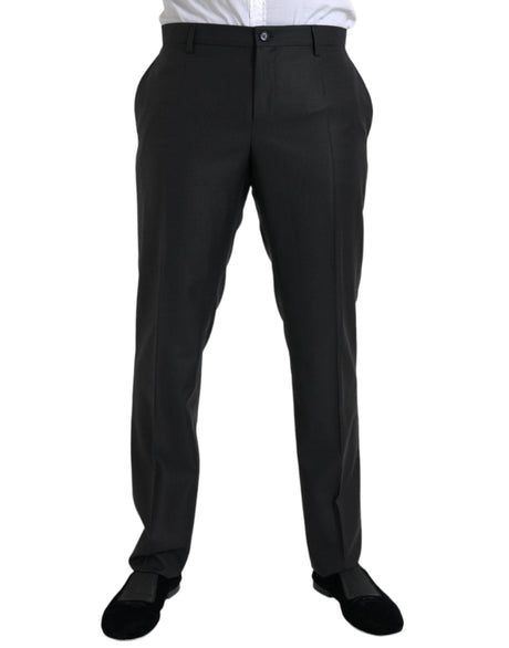 Dolce & Gabbana Black Wool Silk Skinny Dress Pants - Hilstor