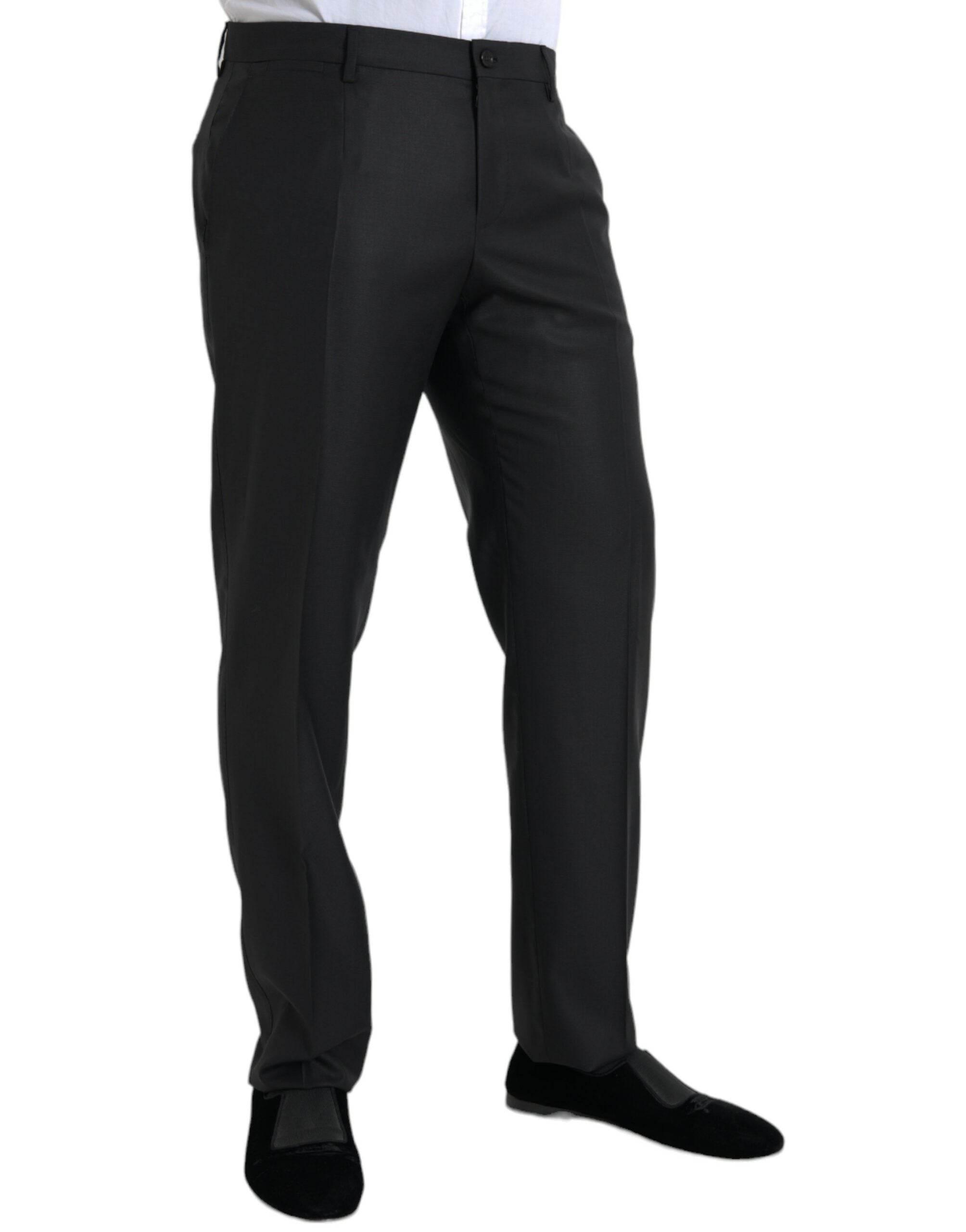 Dolce & Gabbana Black Wool Silk Skinny Dress Pants - Hilstor