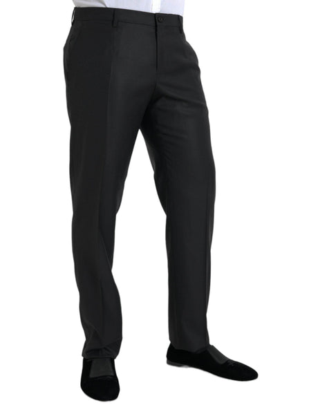 Dolce & Gabbana Black Wool Silk Skinny Dress Pants - Hilstor