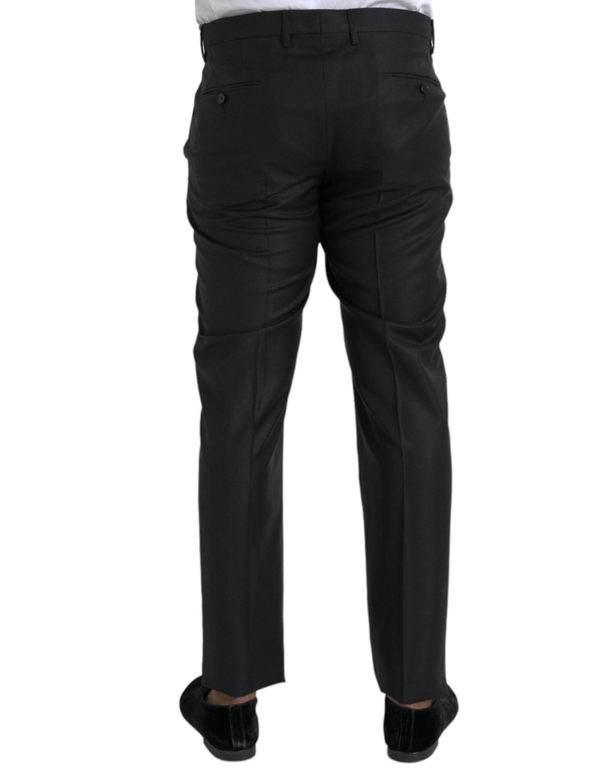 Dolce & Gabbana Black Wool Silk Skinny Dress Pants - Hilstor