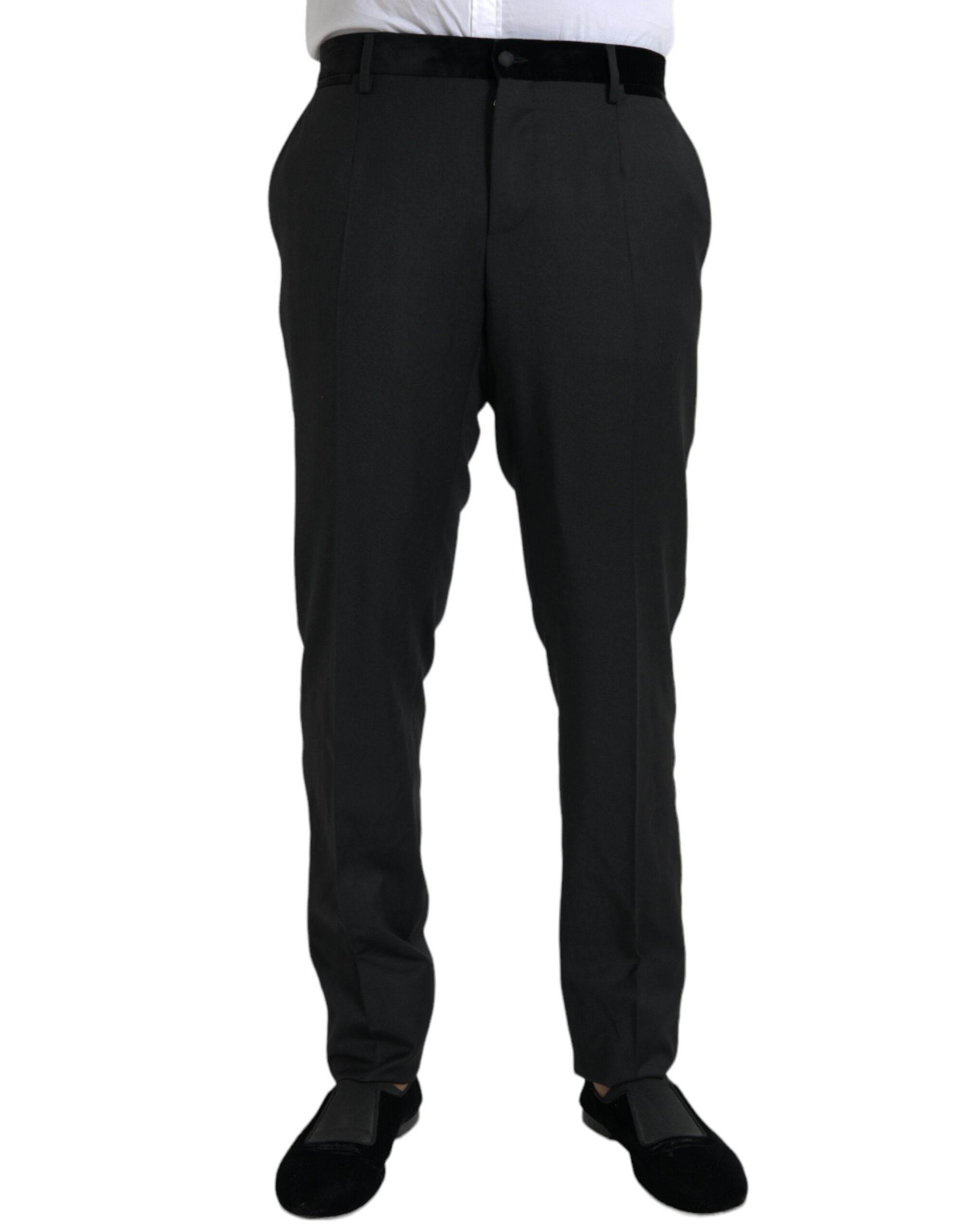 Dolce & Gabbana Black Silk Men Skinny Dress Pants - Hilstor