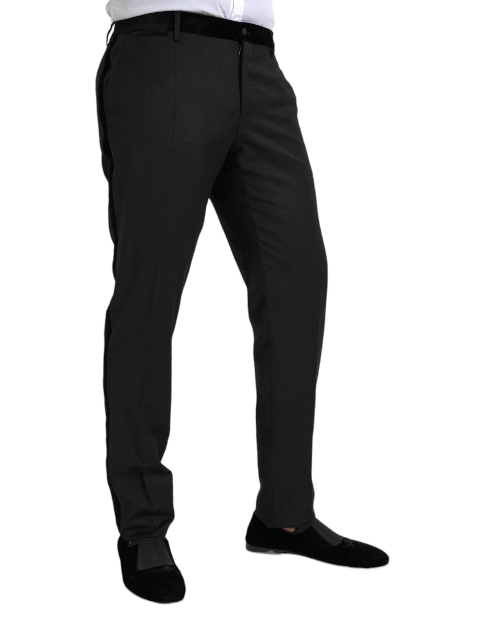 Dolce & Gabbana Black Silk Men Skinny Dress Pants - Hilstor