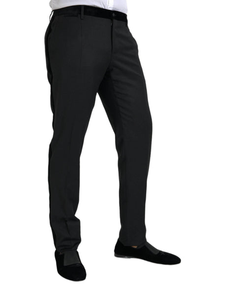 Dolce & Gabbana Black Silk Men Skinny Dress Pants - Hilstor