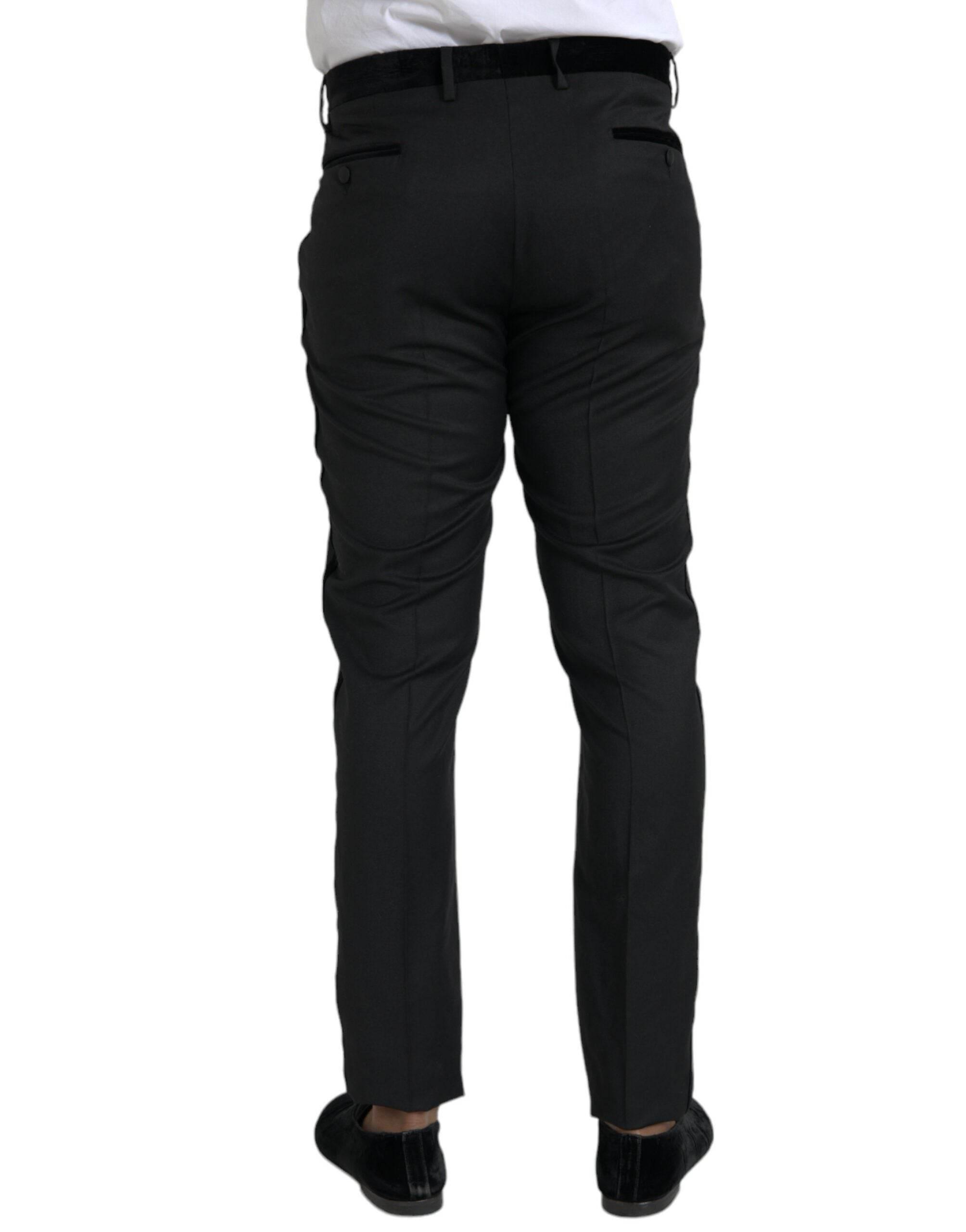 Dolce & Gabbana Black Silk Men Skinny Dress Pants - Hilstor