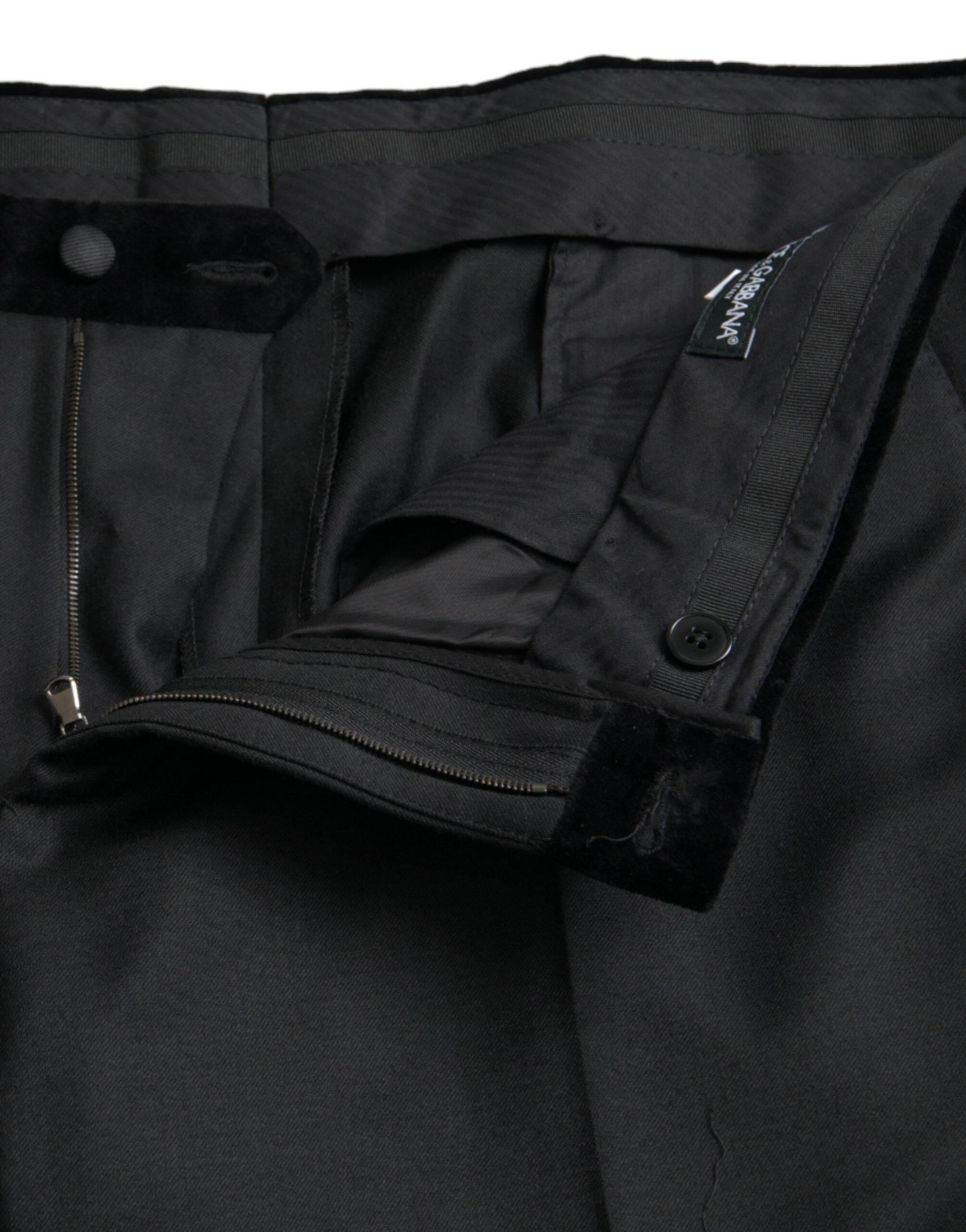 Dolce & Gabbana Black Silk Men Skinny Dress Pants - Hilstor