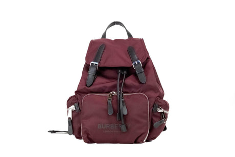 Burberry Medium Burgundy Econyl Nylon Rucksack Drawstring Backpack Bookbag - Hilstor