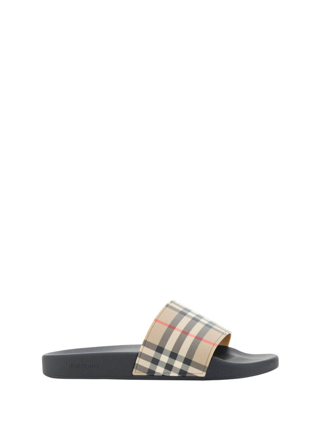 Burberry Brown Rubber Slides Sandals - Hilstor