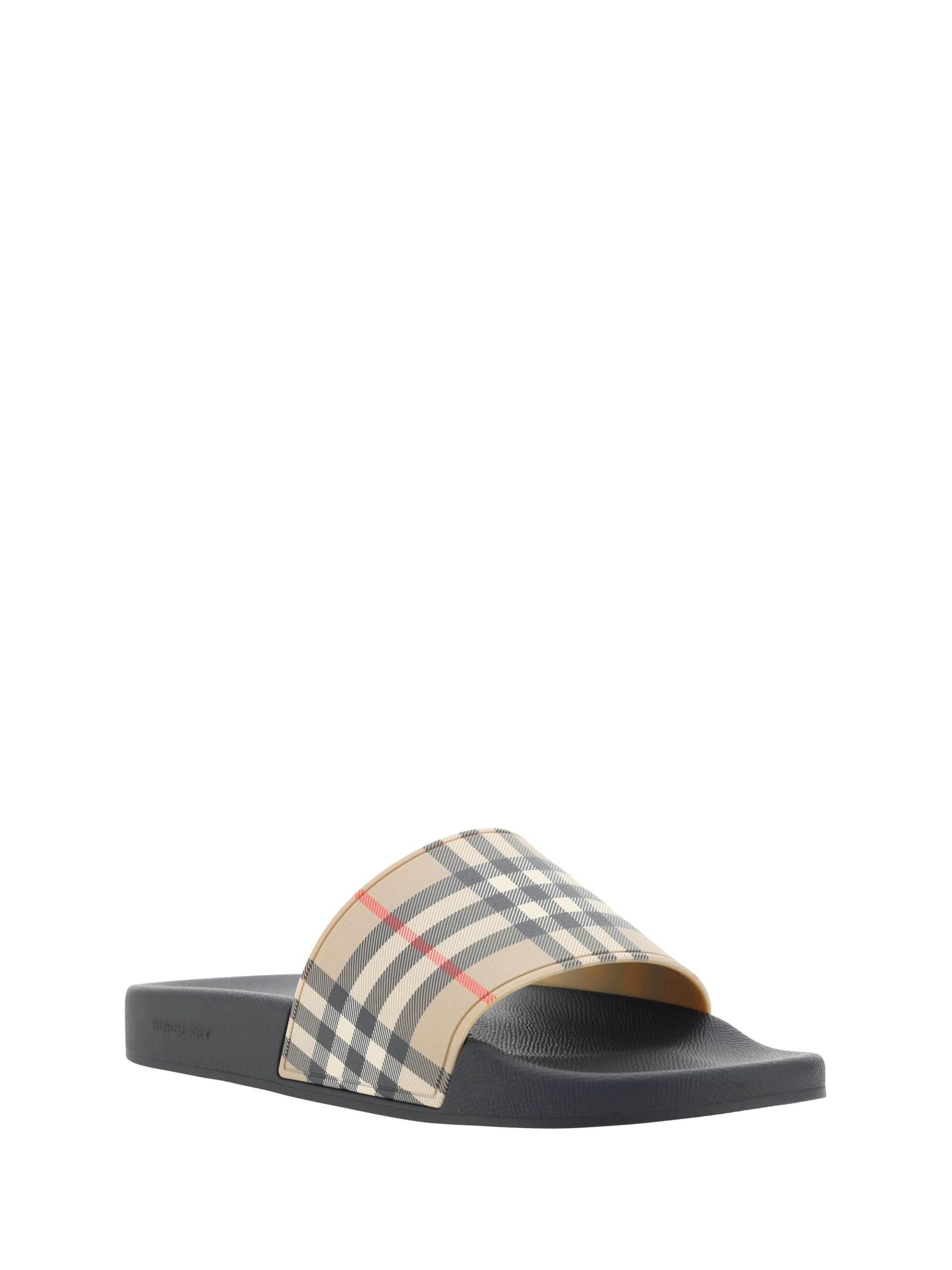 Burberry Brown Rubber Slides Sandals - Hilstor