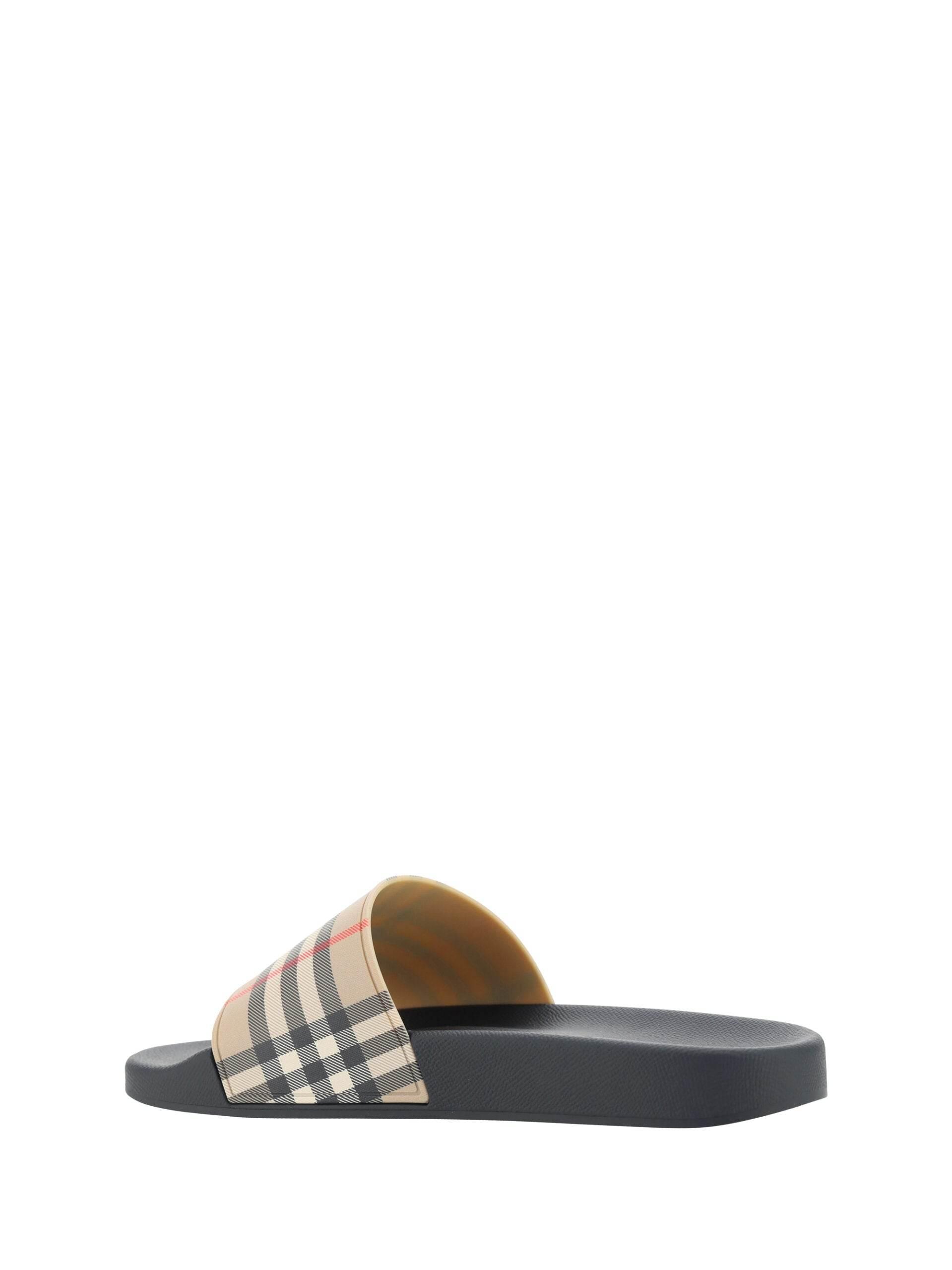 Burberry Brown Rubber Slides Sandals - Hilstor