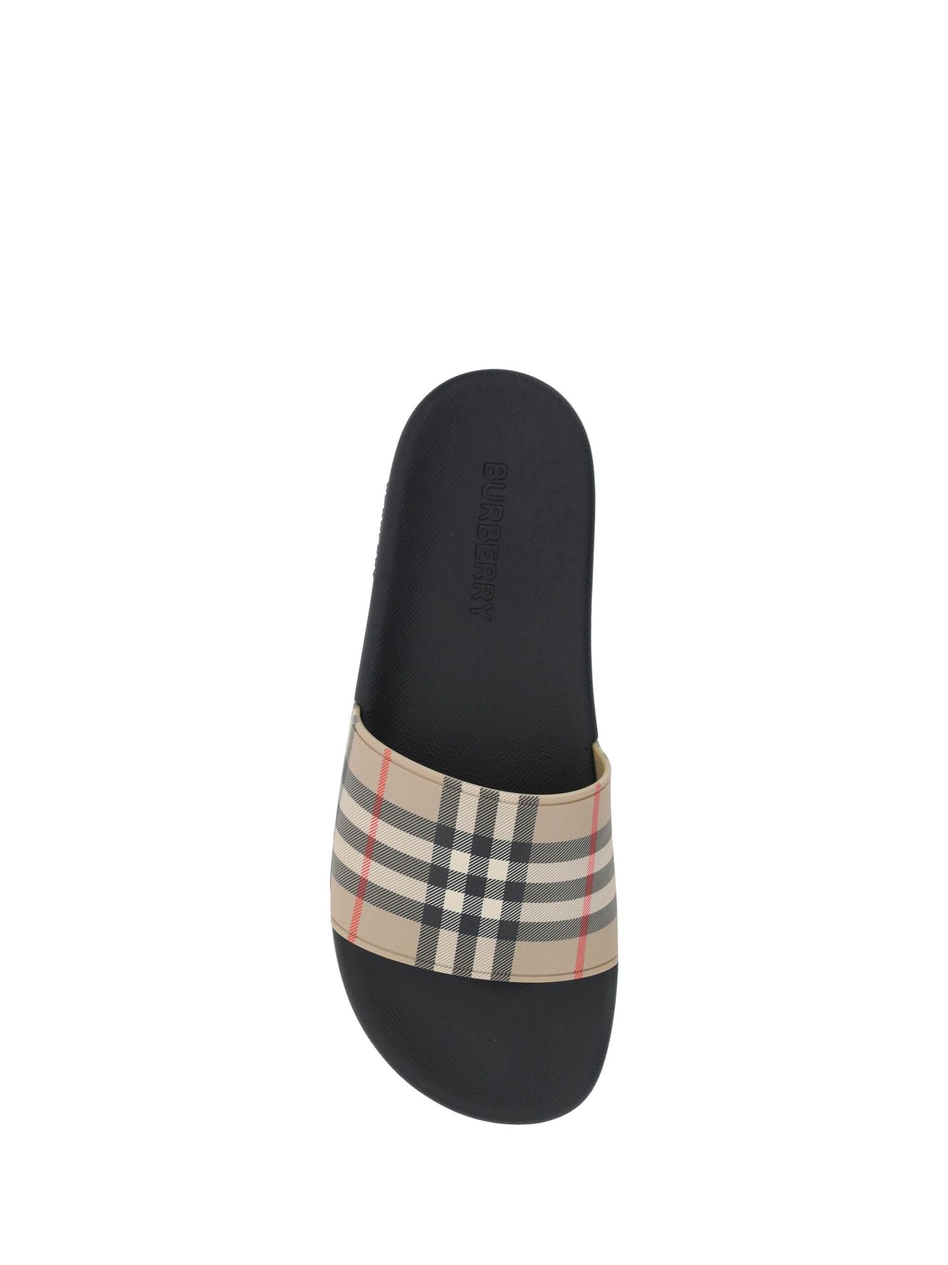 Burberry Brown Rubber Slides Sandals - Hilstor