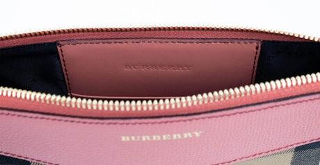 Burberry Peyton House Check Derby Cinnamon Red Grain Leather Pouch Crossbody Bag - Hilstor