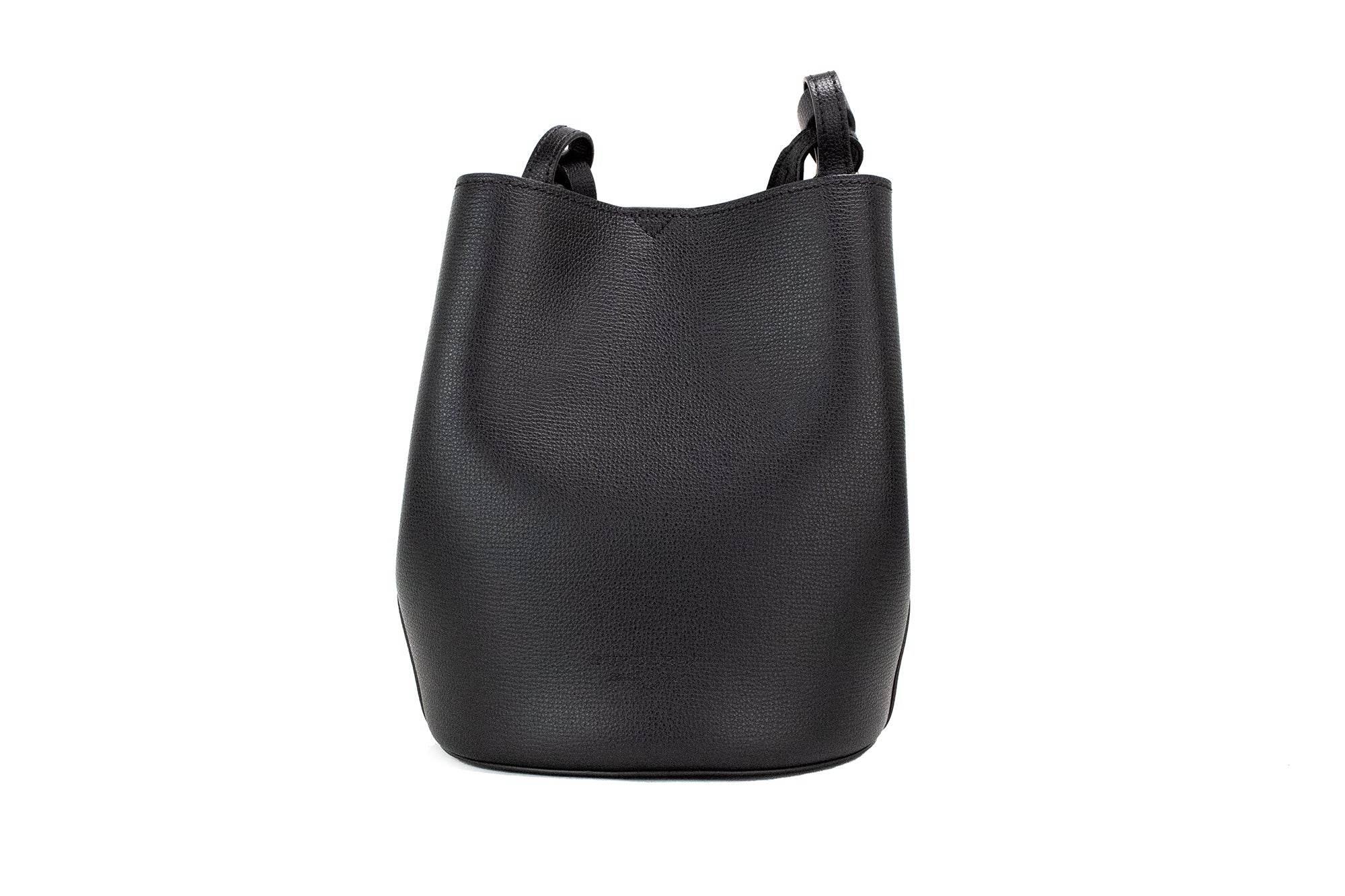 Burberry Lorne Small Black Haymarket Check Pebble Leather Bucket Handbag Purse - Hilstor