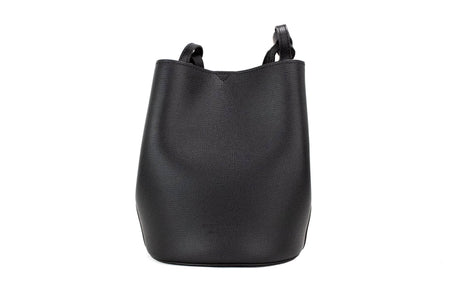 Burberry Lorne Small Black Haymarket Check Pebble Leather Bucket Handbag Purse - Hilstor