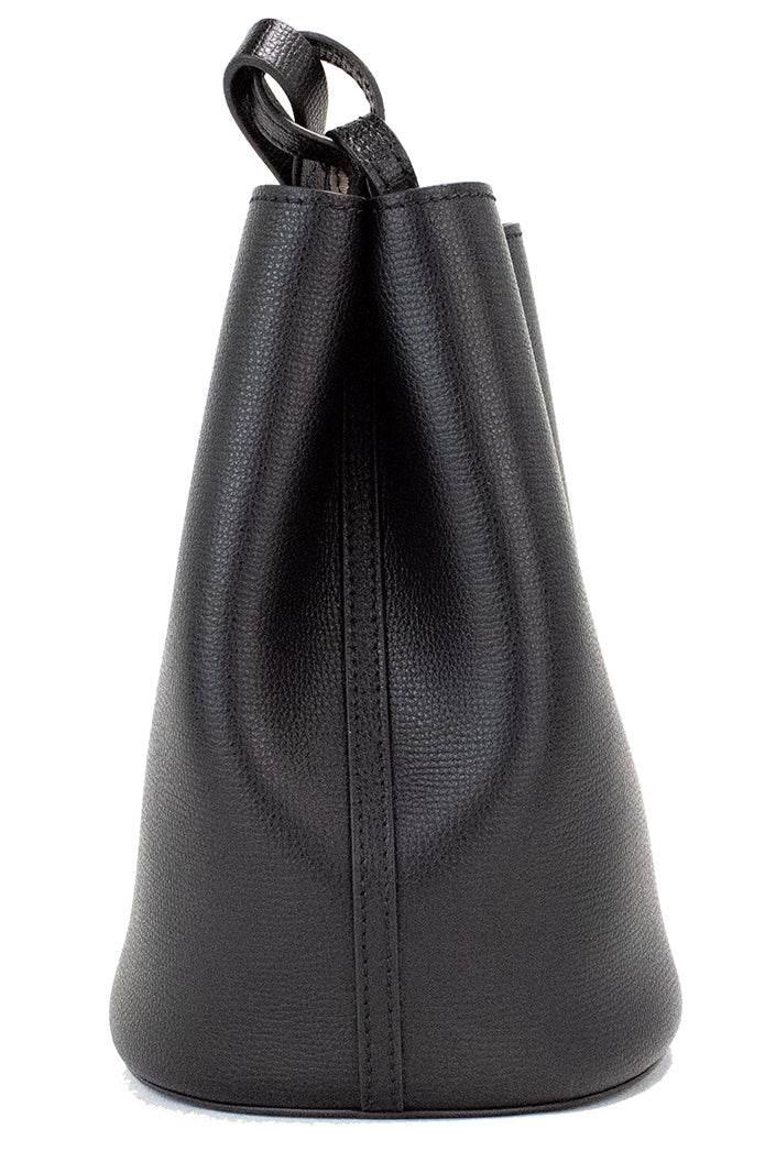 Burberry Lorne Small Black Haymarket Check Pebble Leather Bucket Handbag Purse - Hilstor