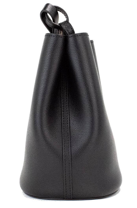 Burberry Lorne Small Black Haymarket Check Pebble Leather Bucket Handbag Purse - Hilstor