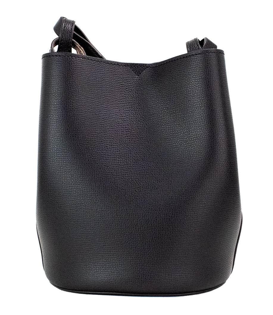 Burberry Lorne Small Black Haymarket Check Pebble Leather Bucket Handbag Purse - Hilstor