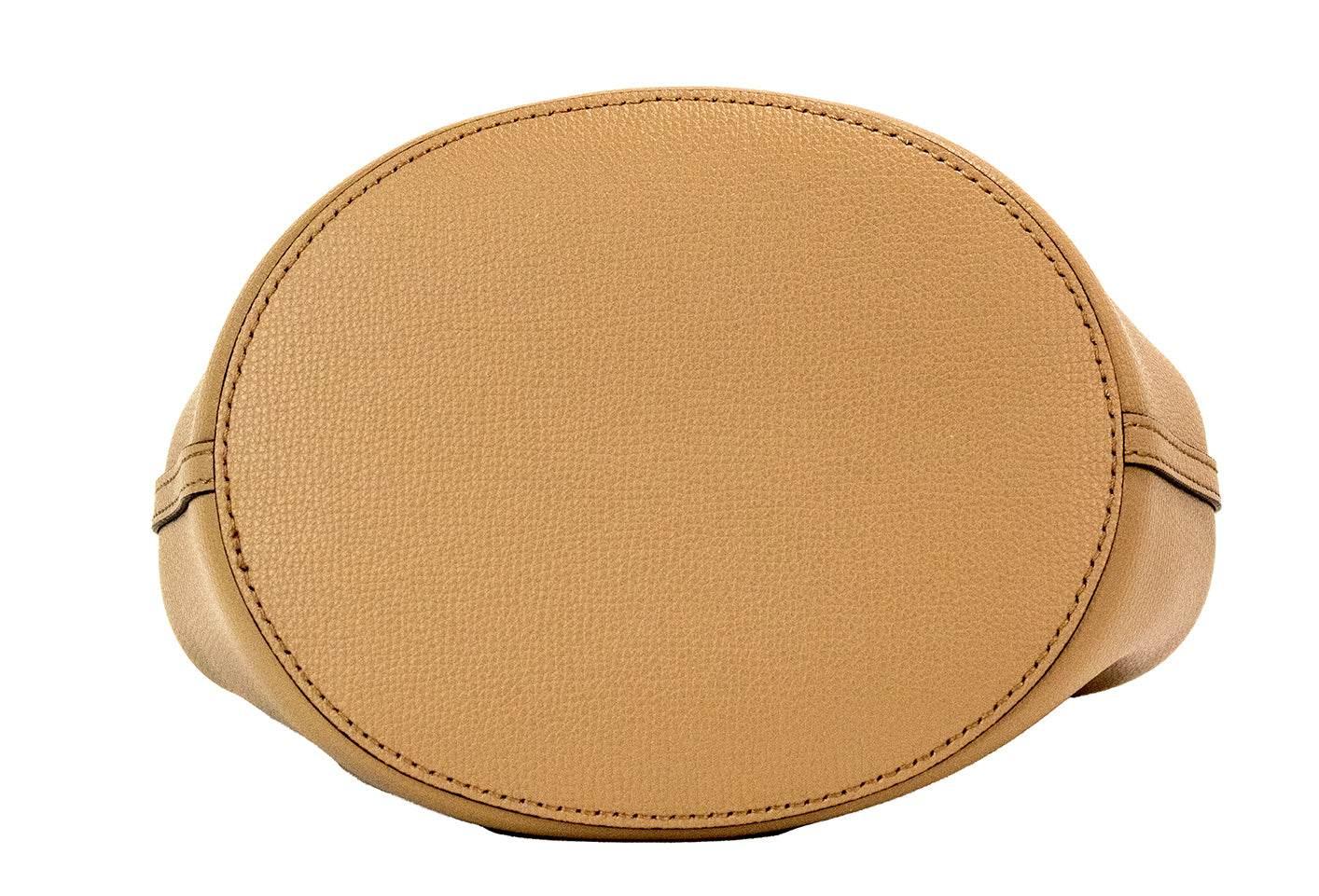 Burberry Lorne Small Camel Haymarket Check Pebble Leather Bucket Handbag Purse - Hilstor