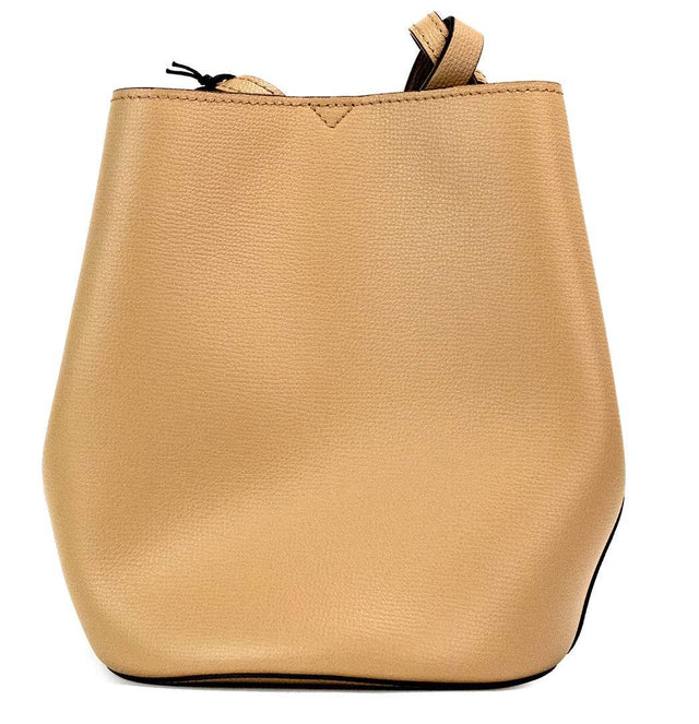 Burberry Lorne Small Camel Haymarket Check Pebble Leather Bucket Handbag Purse - Hilstor