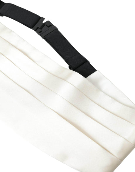 Dolce & Gabbana White Men Wide Waist Silk Belt Cummerbund - Hilstor