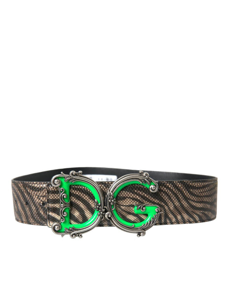 Dolce & Gabbana Brown Zebra Leather Metal Logo Buckle Belt - Hilstor