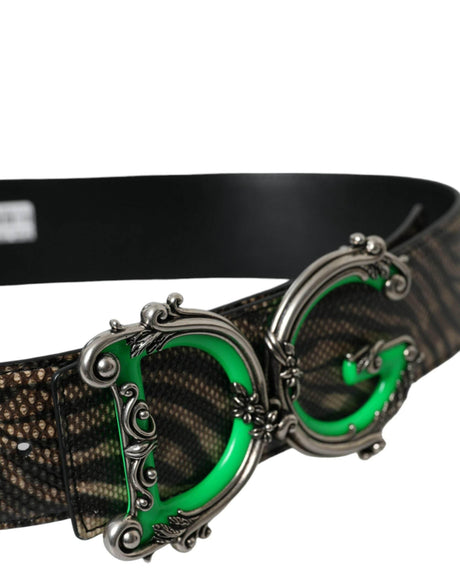 Dolce & Gabbana Brown Zebra Leather Metal Logo Buckle Belt - Hilstor