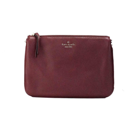 Kate Spade Jackson Cherrywood Leather Triple Gusset Crossbody Handbag Purse - Hilstor